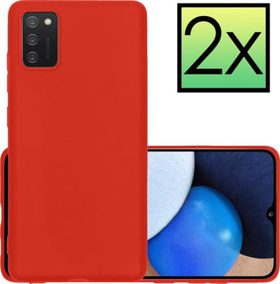 Hoesje - 2 Stuks - Geschikt voor Samsung Galaxy A03s - Sterk & Shockproof - Case Siliconen - Back Cover - Telefoon Hoes - Rood