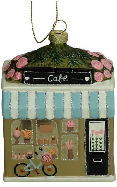 HD Collection glazen kerstornament kerst hanger cafe 11 cm