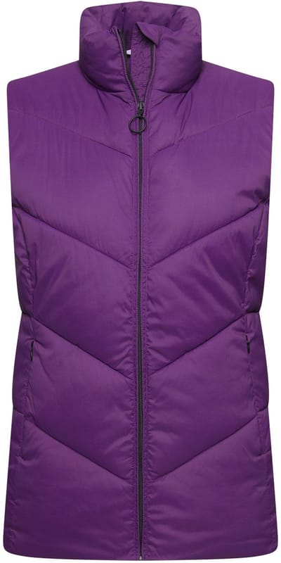 Ulla Popken - Dames - Doorgestikte bodywarmer opstaande kraag ritszakken - Paars - Maat 42+