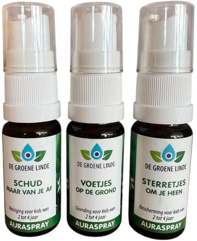 De groene linde - RGB peuters aurasprays - reinigen - gronden - beschermen - set van 3 etherische olie spray - 10ml