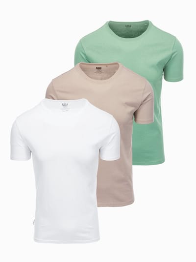 OMBRE T-shirt - Regular Fit - Katoen - Korte Mouw Saliegroen, Wit, Warm Grijs XL