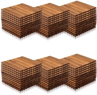 Houten Terrastegels - Balkontegels Hout - Buiten Vloer Bedekken - Drainage Systeem - 30 x 30 cm - Bruin