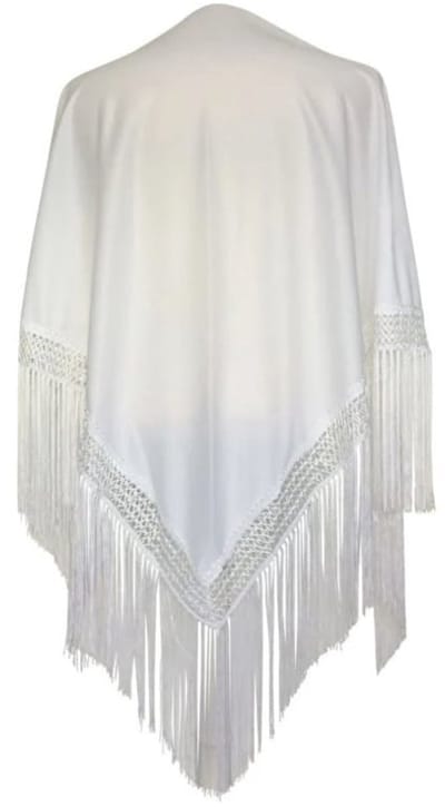 La Señorita - Spaanse manton - omslagdoek – helder wit effen Large