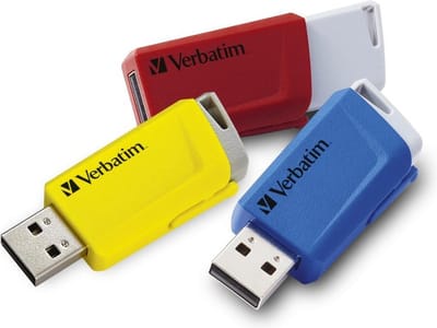 Verbatim V Store N CLICK USB-stick 16 GB Geel, Rood, Blauw 49306 USB-A 3.2 Gen 1