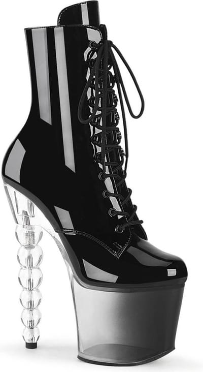Pleaser - BLISS-1020BC Plateau Laarzen, Paaldans schoenen - US 5 - 35 Shoes - Zwart/Transparant