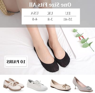 10 Paar Onzichtbare Sokken voor Vrouwen, Ultra Lage Liner Sokken, Ademend en Antislip voor Loafers en Flats, One Size