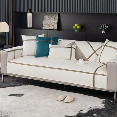 Moderne Bankhoes Vier Seizoenen Universeel Leer Antislip Chenille Bankkussen Effen Kleur Gouden Drukreep Bankkussen 70x70cm 1pcs