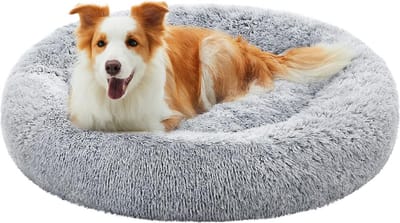 Zacht Pluche Hondenbed en Kattenbed - Donutvormig, 100 cm, Lichtgrijs