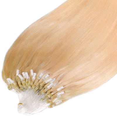 hair2heart Premium Microring Extensions Echt haar glad - 25 strengen 1 g 60 cm 9/0 lichtblond