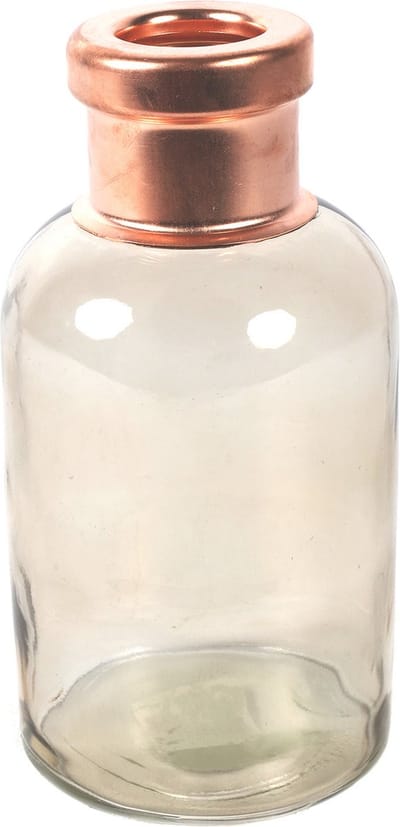 Countryfield Bloemenvaas Firm Bottle - transparant beige/koper - glas - 10 x 21 cm