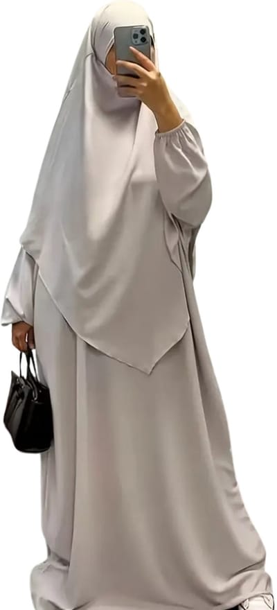 Nivard Islamitische Kleding - Djellaba Dames - Moslim Kleding - Arabisch Dames Kaftan - Alhamdulillah - Zilvergrijs