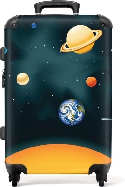 NoBoringSuitcases.com® - Kinderkoffer jongen met planeten - Kindertrolley jongens - Koffer kind groot - Rolkoffer lichtgewicht - Reiskoffer met 4 wielen - Grote trolley XL - 20 kg bagage