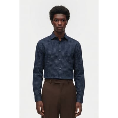 French Connection Square Dot Cut Long Sleeve Shirt Marine Maat: XS | Zakelijke Overhemden Outlet | Heren | Blauw