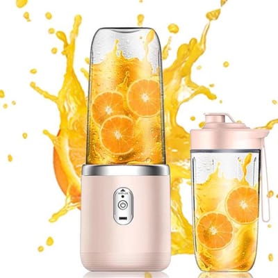 Draagbare blender met twee mengbekers, 400 ml draagbare elektrische blender (draadloos), mini blender, roze.