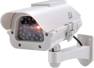 Dummy Bewakingscamera - Nep Camera - Beveiliging Binnen Buiten - Zonne-energie Knipperend LED - 24x7x15 cm - Zilver