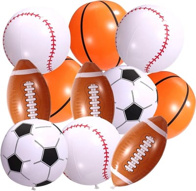 Opblaasbare Strandballen - Sportballen Set - Feestelijke Spelletjes - Verschillende Sport Designs - 12 Stuks - Multicolor