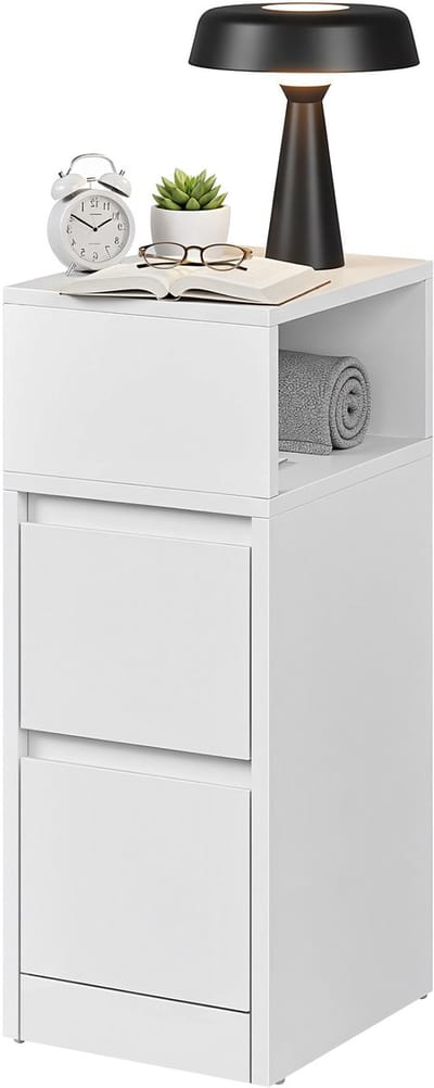 VASAGLE - Nachtkastje - Smal Bijzettafel met 2 Lades - Open Vak Flexibel te Monteren