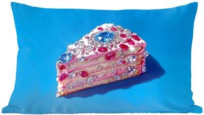 Sierkussens - Kussentjes Woonkamer - 60x40 cm - Taart - Edelstenen - Glitters - Roze