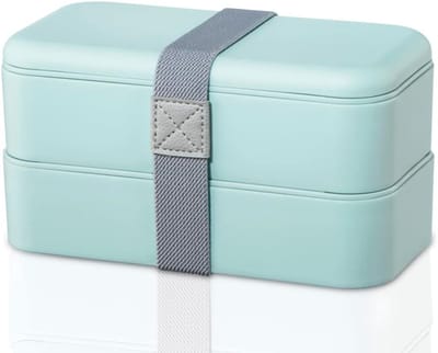 Famanu - Bento Box, 2 lunchboxen, stapelbaar, 500 ml per vergelijking, pastelblauw