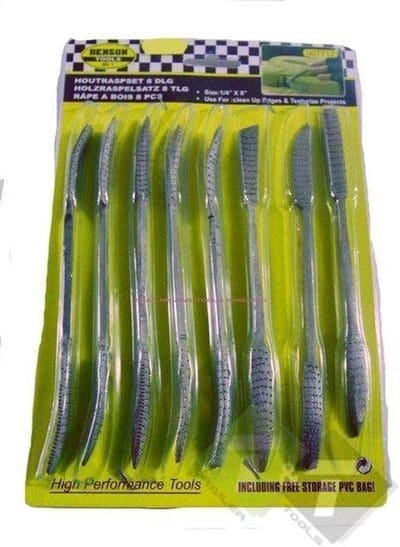 Houtraspset, 8 delig, 200mm lang