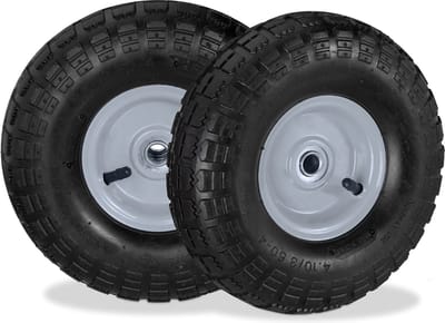 2x steekwagenwiel 4.1/3.5-4 - luchtband - tot 136 kg - 260x85mm - stalen velg - zwart-grijs