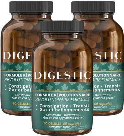 Digestic - Laxeermiddel voor verlichting van constipatie - Ontlasting Verzachter - 100% Natuurlijke Ingrediënten - 180 Capsules - Dikke Darm Detox Reiniging, Verlichting van Winderigheid en Gas, Zacht