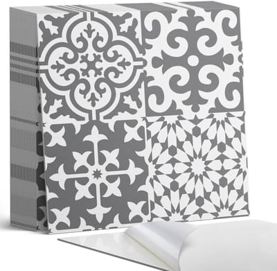 Coloray Plaktegels - Decoratieve patronen op tegels Zelfklevende Tegels - 20 cm x 20 cm - Grijs Plaktegels - 20 stuks - Vierkant PVC Tegels - Plaktegels Badkamer - Plaktegels Vloer - Vinyl Tegels Zelfklevend - Wandtegel Zelfklevend