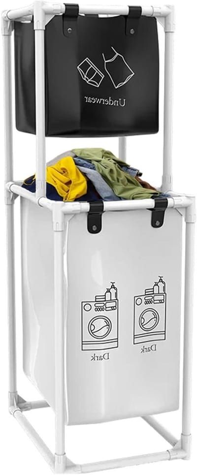 Wasmand met vakken - Opbergmand - Kleding sorteren - Duurzaam PP materiaal - Klein 36x27x92.7cm - Wit