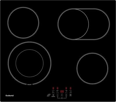 Keramische Kookplaat - Elektrisch fornuis - Koken en braden - Flexibele kookzones - 60 cm breed - Zwart