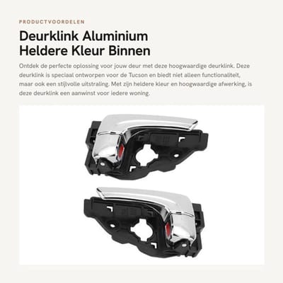 Deurklink Galvaniseren - Deurklink Zwart - Deurklink met Schild - Deurklink Vergrendeling - Deurklink Bescherming - Geschikt voor Tucson - Deurklinkset
