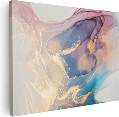 Artaza Canvas Schilderij Marmer Abstract - 40x30 cm - Klein - Muurdecoratie Goud - Wanddecoratie Woonkamer - Kamer Accessoires Geometrisch
