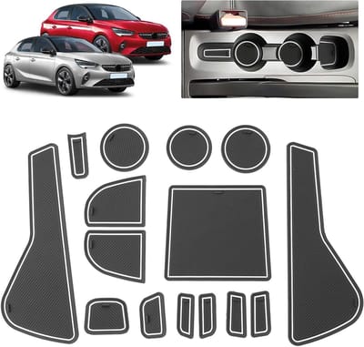 Non-slip rubberen matten voor Opel Corsa F 2020-2024, perfect voor console, bekerhouder en deur naad