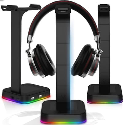 Hoofdtelefoonhouder RGB USB HUB voor Over-Ear Hoofdtelefoons en Gaming Headsets