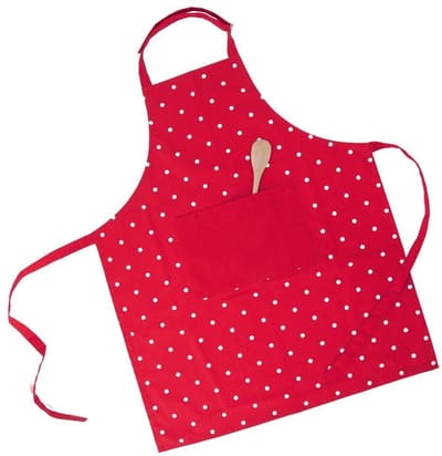 Tablier de cuisine en coton avec poche avant Pois rouges 71x86cm TECKA