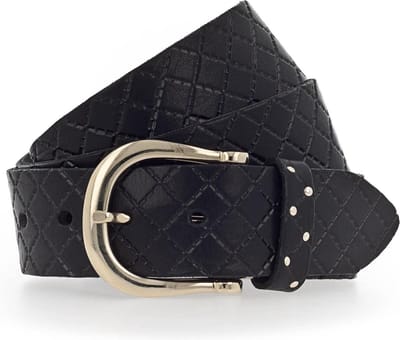 b.belt Leren Riem Liana Gold Belt W75 Black Zwart
