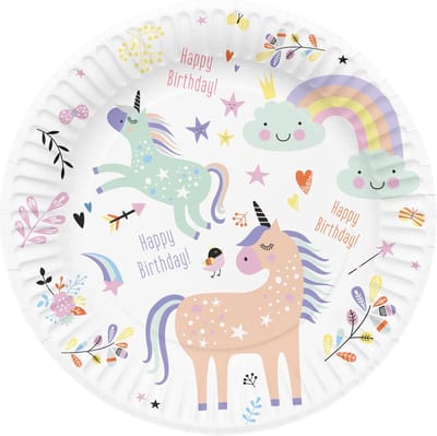 Folat BV Plates Unicorns & Rainbows 8pcs.