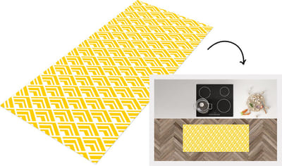 Keukenloper - Loper keuken - Geometrie - Zomer - Diamant - Geel - Patroon - 120x50 cm - Keukenloper vinyl