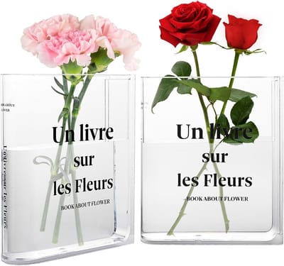 Decoratieve Boekvaas voor Bloemen en Tulpen | Transparante Acryl Vaas