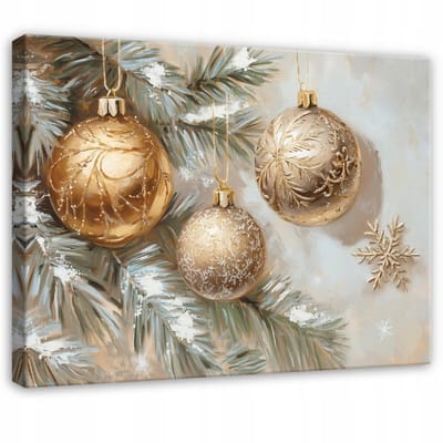 WALLARENA - Schilderij op canvas - 100x70 cm - Kerstboom met ballen - Geschikt voor slaapkamer en woonkamer