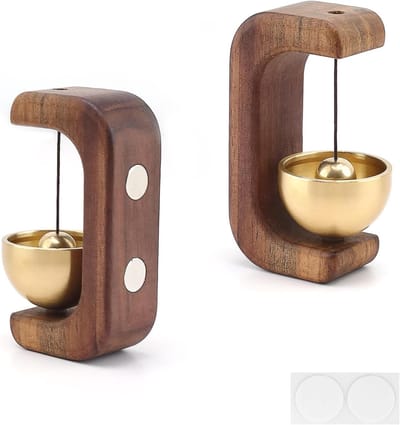 Houten Deurbel Zwart Koper Magnetische Deurbel zonder Boren met Lijm voor Deuren, Winkels en Restaurants