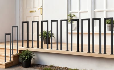 75 cm U-vormige trapleuning zwart ijzer elliptische buis leuning voor trappen voor universeel gebruik binnen en buiten, gangen