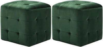 Trendy Groene Fluwelen Poef - Set van 2