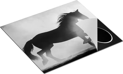 Chefcare Inductie Beschermer Silhouet van een Paard - Zwart Wit - 60x50 cm - Afdekplaat Inductie - Kookplaat Beschermer - Inductie Mat
