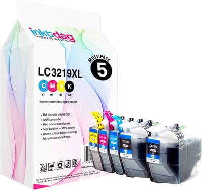 Inktdag inktcartridges voor Brother LC3219XL / LC-3217 /LC3219, multipack van 5 stuks (2*BK, 1*CMY) voor Brother MFC-J5330 DW, J5730DW, J5930DW, J6530DW, J6535DW, J6930DW, J6935DW