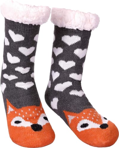 JAXY - Huissokken Dames - Verwarmde Sokken - Anti Slip Sokken - Huissokken - Bedsokken - Warme Sokken - Kerstcadeau Voor Vrouwen - Thermosokken - Dikke Sokken - Fluffy Sokken - Kerstsokken Dames en Heren - Vos Oranje