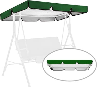 Luifel-Schommelbank - Vervangende schommelkap - voor buitenpatioschommelstoel - met 2/3 zitplaatsen - waterdichte hoes voor schommelstoel op de veranda - hoes voor tuinhangmat - hoes voor zitmeubelen - bovenafdekking - Donkergroen - 190*132*15 cm