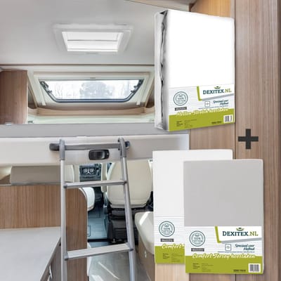 Dexitex hefbed 1 x Molton & 2 hoeslakens Wit + Lichtgrijs / Geschikt voor Camper