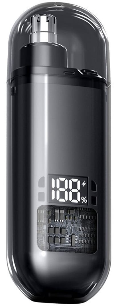 Oor- en neustrimmer met LED-display voor mannen en vrouwen, pijnloze oplaadbare type-C-trimmer voor wenkbrauwen, gezicht en neus, nat/droog, gemakkelijk schoon te maken, zwart