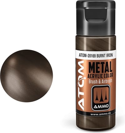 AMMO by Mig Jimenez Hobbyverf Acrylverf - MIG 20169 ATOM - Metallic Burnt Iron - Acryl - 20ml Verf flesje - 20 ml