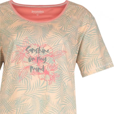 Irresistible Dames Nachthemd - Blader print - Roze - Maat M